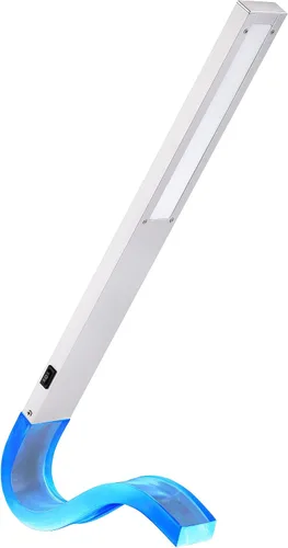 Vista 2 de Artiva USA Wave - Lámpara de escritorio LED de 6 vatios de diseño moderno y contemporáneo con luz nocturna, 18 pulgadas, color plateado