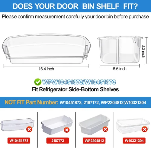 Vista 3 de [2 PAQUETES] Estante de Puerta de Refrigerador WPW10451873 Mejorado Reemplazo Compatible con Refrigerador Whirlpool Kenmore Estante de Puerta