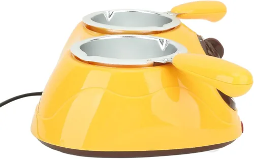Vista 9 de Fondue eléctrica de chocolate, olla para derretir chocolate, simple de 20 W, 2 ajustes de temperatura para vacaciones para mantequilla (amarillo)