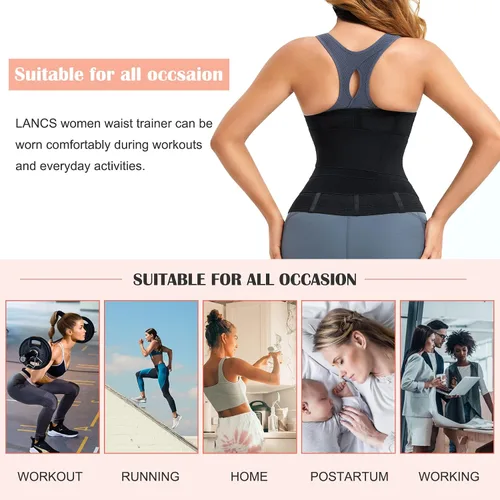 Vista 6 de LANCS Entrenador de cintura 2 en 1 para mujer, cintura de grasa del vientre inferior, faja moldeadora de cintura posparto