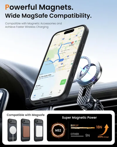 Vista 3 de BXYJY Funda magnética para iPhone Air con soporte, compatible con MagSafe, botón de control de cámara, protección completa de la lente, caída