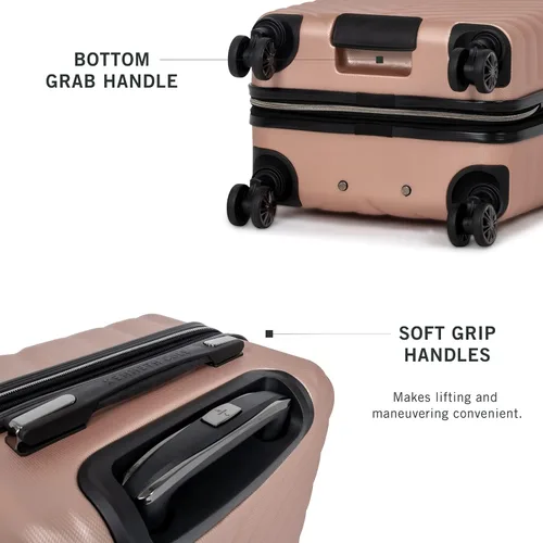 Vista 5 de Kenneth Cole REACTION Madison Square - Equipaje rígido expandible con estilo de Chevron para mujer Rose gold 5717352RG