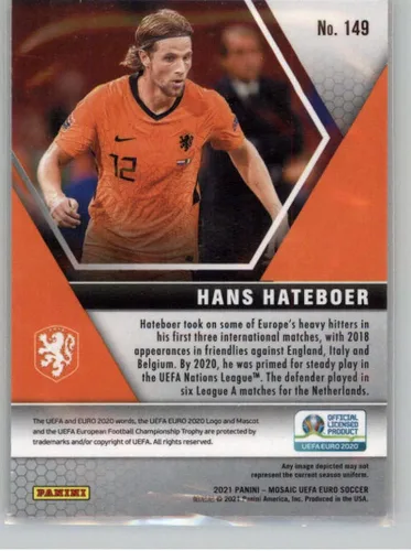 Vista 2 de 2020-2021 Panini Mosaic UEFA Euro #149 Hans Hateboer Países Bajos Oficial Futbul Trading Card