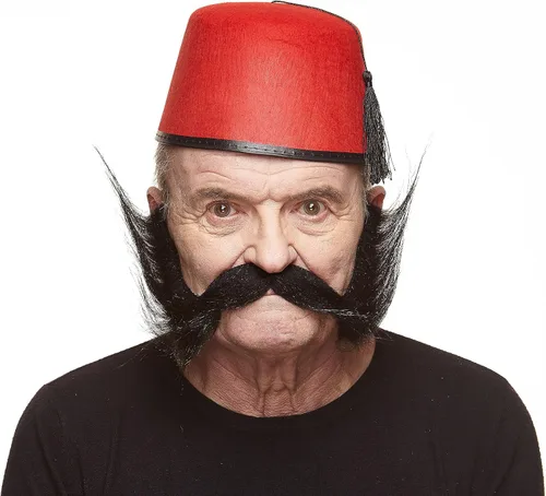 Vista 2 de Mustaches Hillbilly - Bigote y patillas falsas autoadhesivas, novedad, pelo facial falso, accesorio de disfraz para adultos, color negro brillante