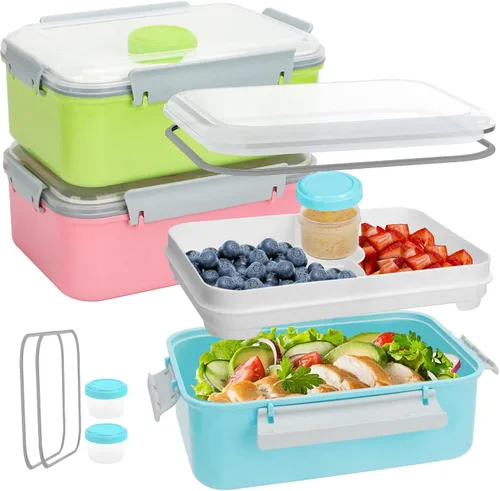 Vista 10 de Contenedores de ensalada de 64 onzas para el almuerzo, paquete de 3 cajas