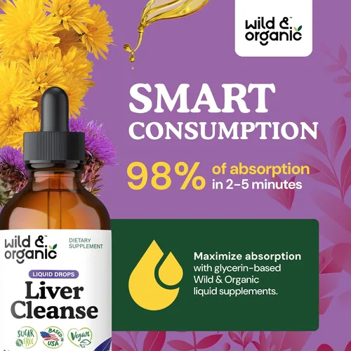 Vista 12 de Wild & Organic Tintura de Desintoxicación y Limpieza Hepática - Cardo Mariano, Complejo Herbal de Raíz de Diente de León - Suplemento Líquido
