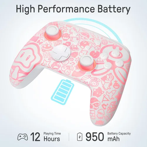 Vista 7 de FUNLAB Firefly Patrón luminoso Switch Pro Controlador inalámbrico compatible con Nintendo SwitchOLEDLite, mando a distancia Bluetooth con 7