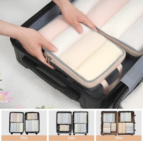 Vista 47 de BAGAIL 4 Set/6 Set Ultraligero Compresión Embalaje Cubos Organizador de Embalaje para Accesorios de Viaje Equipaje Maleta Mochila