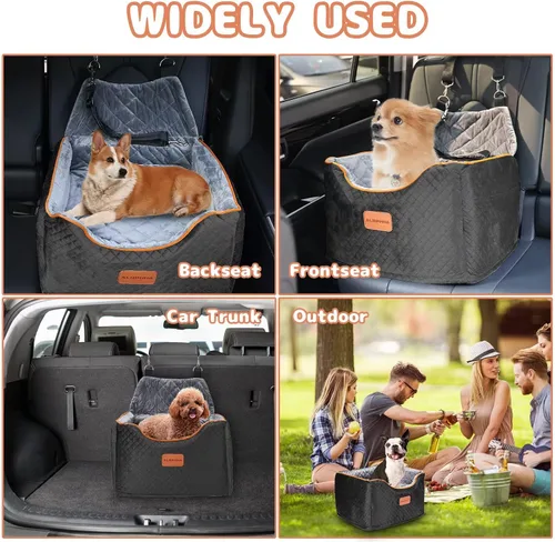 Vista 6 de AlfaTok Asiento de Coche para Perros de Espuma Viscoelástica con Funda Lavable y Desmontable, Asiento de Coche para Mascotas Elevado, Asientos