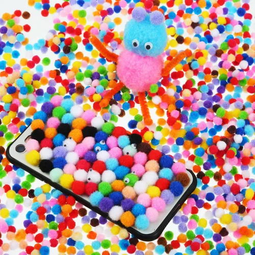 Vista 5 de Shappy 2000 mini pompones de 0.236 pulgadas para hacer manualidades, bolas pequeñas de Navidad, suministros de pasatiempos y decoración