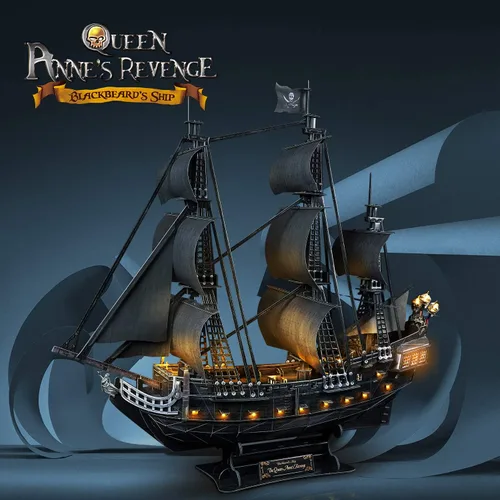Vista 3 de CubicFun Rompecabezas 3D Queen Anne's Revenge Pirate Ship Puzzle Kit, 340