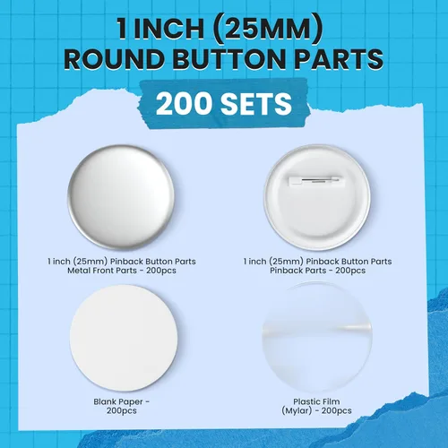Vista 2 de Nice2Have 200 juegos de piezas de botón Pinback de 1 pulgada (0.984 in) - Suministros para máquina de botones