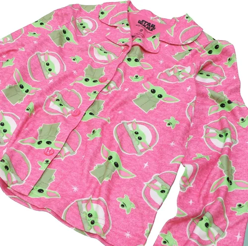 Vista 3 de STAR WARS Girls' 2-Piece Loose-fit Button Down Pajamas Set