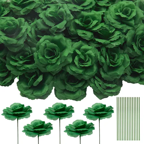 Vista 13 de Eternal Blossom 50 piezas de rosas negras artificiales, flor artificial con tallo, ramo de rosas para decoración, 3 pulgadas de flor falsa de seda