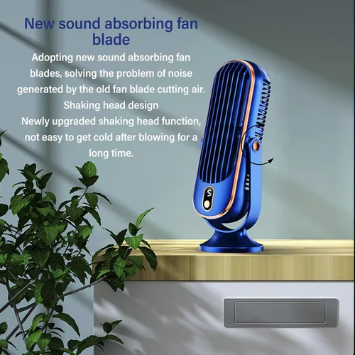 Vista 4 de Ventilador de mesa de torre de escritorio, ventilador de mesa silencioso, torre oscilante, ventilador de mesa con enchufe USB, ventilador de mesa