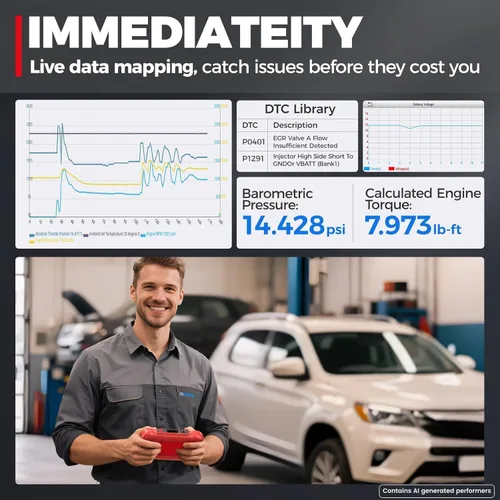 Vista 5 de LAUNCH Escáner CRP123I V3.0 OBD2 con diagnósticos de 4 sistemas y más de 7 restablecimientos Car diagnostic tool with battery testing, FCA