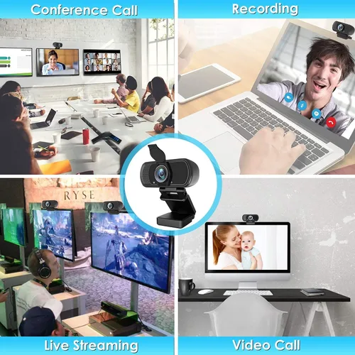 Vista 7 de Cámara web XPCAM HD 1080p con micrófono, cámara web USB para computadora portátil y PC Webcam with Cover/Tripod,110°FOV Wide Angle,Plug and Play