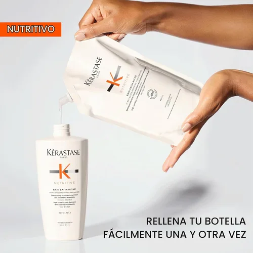 Vista 3 de Kerastase Nutritive Bain Satin Riche - Recambio de champú para cabello seco