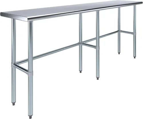 Vista 33 de AmGood Mesa de trabajo de acero inoxidable con base abierta, banco de trabajo de metal