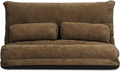 Vista 10 de Giantex Sofá de suelo ajustable con 2 almohadas, sofá cama plegable multifuncional de 6 posiciones, asiento de piso de gamuza multifuncional