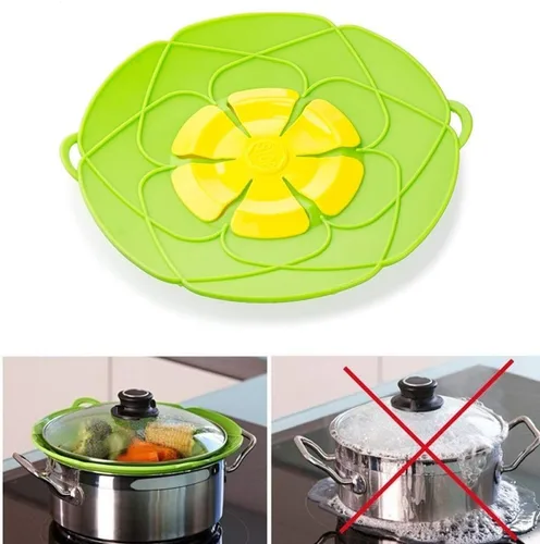 Vista 2 de Tapón de silicona para olla, herramienta de cocina multifunción, protección de hervor, 1 ud