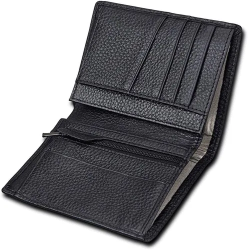 Vista 6 de XDSDDS - Cartera larga para hombre, de piel auténtica, con cremallera alrededor de cheques, tarjetero con bolsillo para monedas
