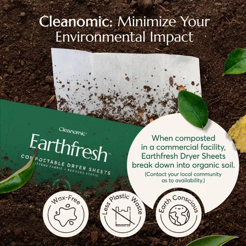 Vista 4 de Cleanomic Earthfresh - Suavizante de tela para secadora, suaviza y elimina la adherencia estática, suavizante vegano con aceites esenciales sin