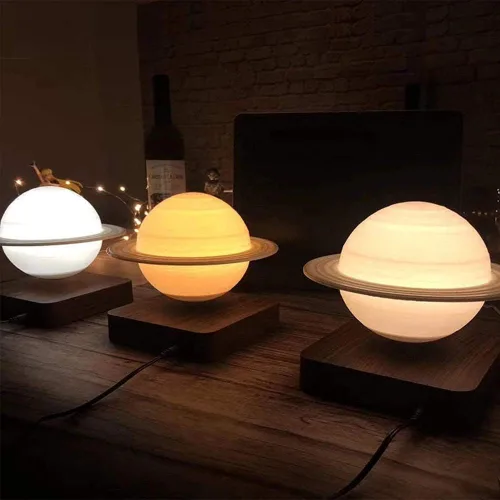 Vista 8 de Luz nocturna de luna magnética flotante planeta lámpara interior impresión 3D LED cabecera enfermería regalo creativo lámpara de mesa