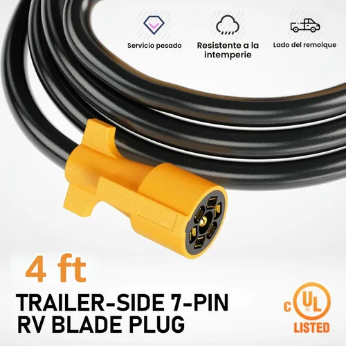 Vista 2 de MECMO - Arnés de cableado de remolque de 7 pines de 4 pies de reemplazo para RV con hoja de remolque de 7 vías resistente con conector de extremo