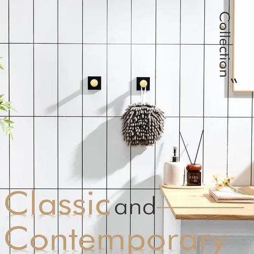 Vista 11 de KOKOSIRI Ganchos para bata, ganchos para toallas de baño, para pared, armario, cocina, toallas colgantes, accesorios de baño, color negro con acero