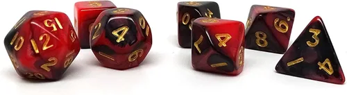 Vista 12 de Mini colección de dados poliédricos de 0.394 pulgadas - Incluye un D20, D12, D10, D8, D6, D4 y D00 (Aqua Shine)