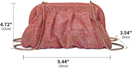 Vista 2 de MOISTRI Bolso de noche con diamantes de imitación para mujer, bolso de hombro brillante para fiesta, bolso cruzado de boda