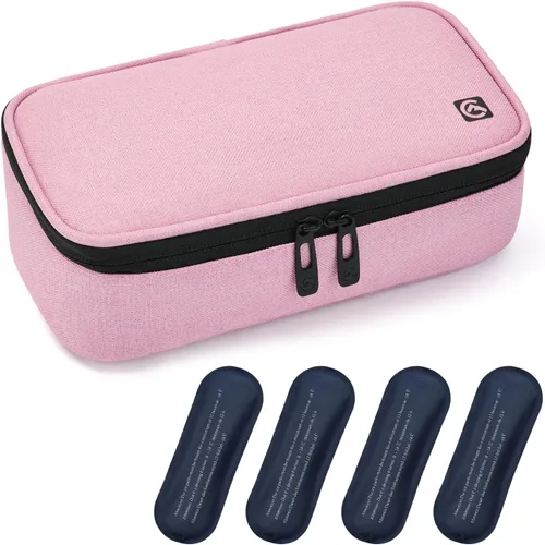 Vista 12 de ALLCAMP - Maletín de viaje para diabéticos, organizador de medicamentos con 4 paquetes de hielo, color negro (9 x 4.72 x 3.14 pulgadas)