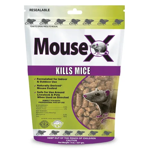 Vista 11 de MouseX Pellets de cebo de control de roedores para ratas y ratones - Pellets de uso en interiores y exteriores Bolsa de 5 onzas Sin veneno