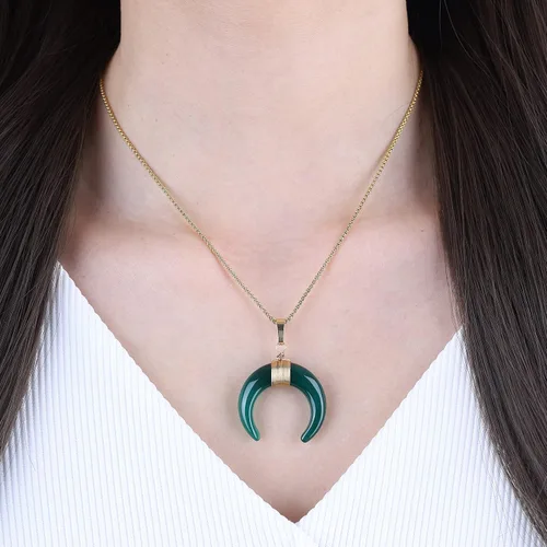 Vista 2 de COAI Collar de luna de cristal curativo para mujer, Piedra, Ágata