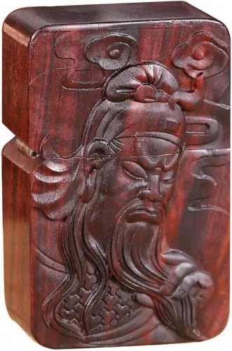 Vista 21 de Carcasa exterior de palisandro Huanghuali natural tallado para módulo Zippo (1000 brazos Avalokiteshvara de la diosa 3#)