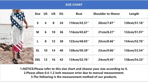 Vista 3 de PeQAQ Women's Summer Maxi Dress American Flag Dresses Batwing Sleeve Crewneck T Shirt Dress for Women 4th of July Dresses