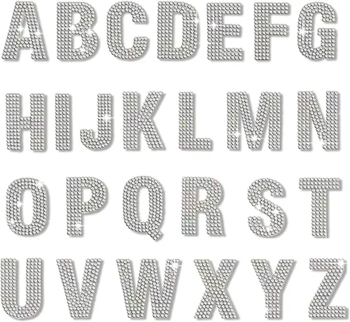 Vista 16 de PRATIQUE Calcomanías de letras del alfabeto con diamantes de imitación con purpurina, 26 letras autoadhesivas para arte y manualidades (rojo)