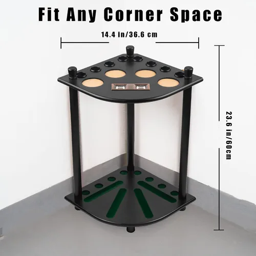 Vista 3 de Billmart Soporte para palo de billar, soporte de piso, estante de madera maciza para taco de billar, accesorios para mesa de billar (negro)