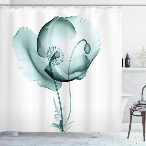 Vista 37 de Ambesonne Decor Collection, juego de cortina con ganchos para regadera Amarillo y marrón