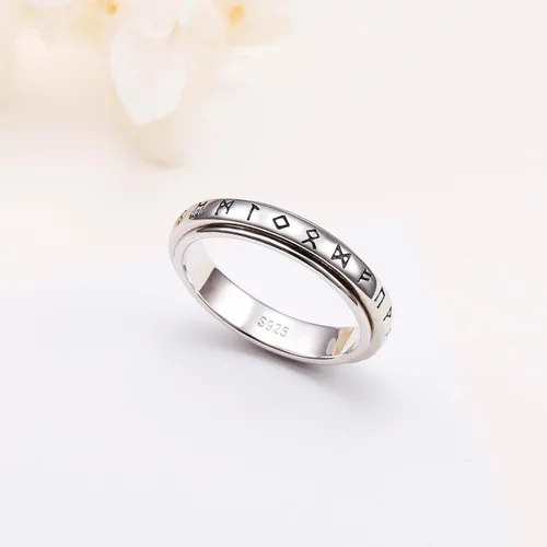 Vista 3 de Lonyinlg Anillo giratorio de plata de ley 925 para aliviar la ansiedad, anillo giratorio para TDAH y aliviar el estrés para mujeres y hombres