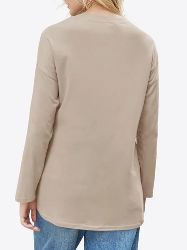 Vista 56 de Fisoew Camisetas de manga larga para mujer, holgadas, casuales, con cuello redondo, blusa suave