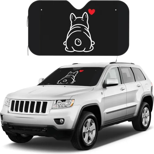 Vista 3 de Parasol para parabrisas de automóvil para parabrisas de automóvil (bulldog francés y cachorro)