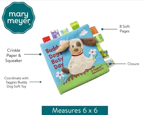 Vista 4 de Taggies Touch & Feel - Libro de tela suave con papel arrugado y chirriante, Buddy Dog