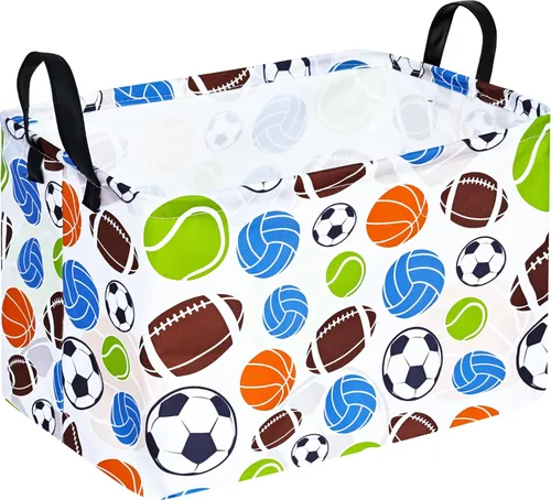Vista 31 de Cesta de almacenamiento vacía para niños, organizador de almacenamiento impermeable de béisbol, cestas plegables con asas para mujeres, cesta