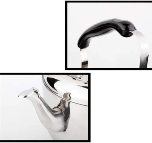 Vista 6 de Hervidor de té de acero inoxidable de 4 litros, tetera de acero inoxidable, tetera de gran capacidad, hervidor de té con mango anti-caliente