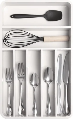 Vista 11 de Organizador de cubiertos KitchenEdge - Organizador para cubertería, cubiertos, y utensilios para cajones de cocina, ancho fijo de 10.5”, 7