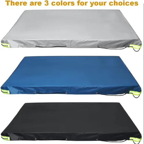 Vista 6 de Cubierta de remolque inclinado para tractor de césped, impermeable, carro de remolque de acero, a prueba de polvo, plegable, para caravana Negro