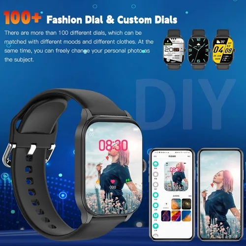 Vista 9 de Reloj inteligente para mujeres y hombres (responder/realizar llamada), relojes inteligentes con monitor de frecuencia cardíaca/SpO2/sueño/estrés