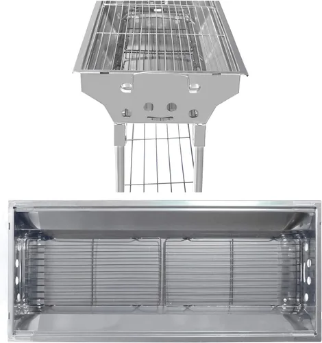 Vista 6 de Al aire libre Campling Refinado Estable Version-2.0 Barbacoa plegable portátil Barbacoa de carbón Estufa Shish Kebab Acero inoxidable BBQ Patio Fold